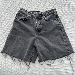 Zara Charcoal Frayed Jean Shorts